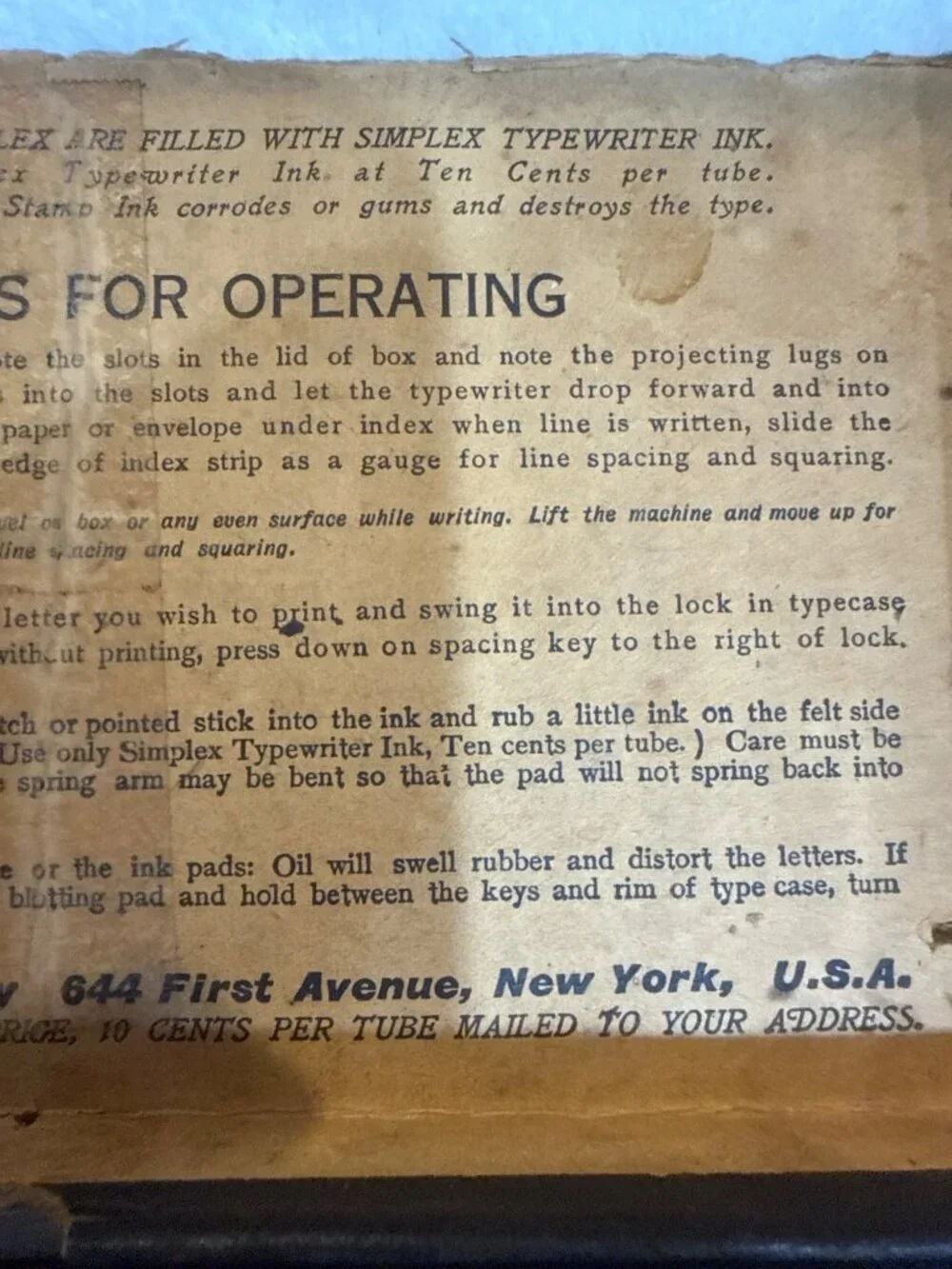 Simplex Typewriter Company original vintage